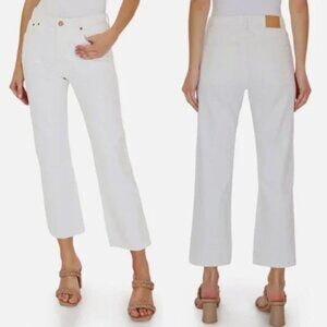 *NWT* Avec Les Filles High Rise Straight‎ Leg Holiday Casual Denim Jeans White